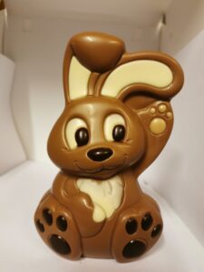 Andy, het wuivende konijn in melkchocolade